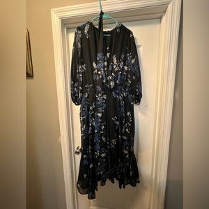 Lane Bryant Size 16 chiffon Black & Blue Floral dress